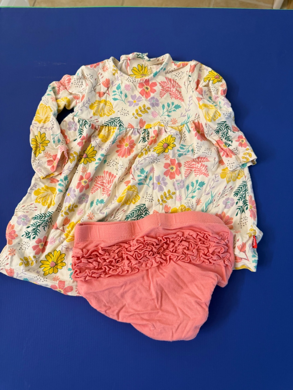 Magnetic Me Cream Floral Baby dress and bloomers